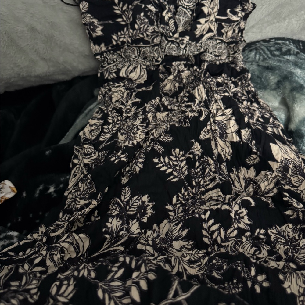 Floral Black and Cream Dress